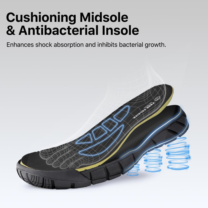 FREE SOLDIER Men's Durable Work Boots 6 Inches Lightweight Waterproof Hiking Boots Suede Leather Tactical Boots(Black US 7) - Image 4